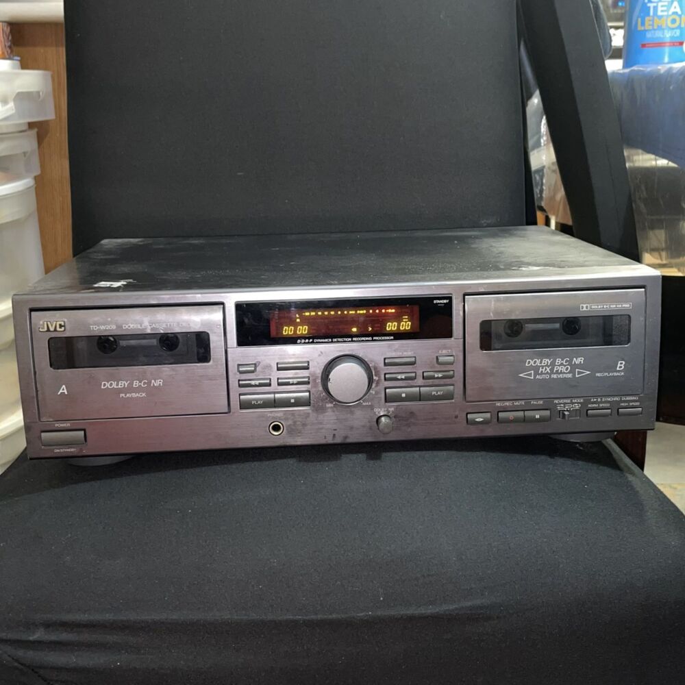 Vintage JVC TD-W209 Double Cassette Deck Player Recorder Dolby B-C HX Pro Grey